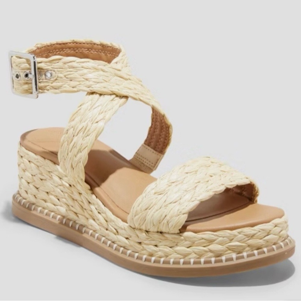 Universal Thread - Woven Ankle-Strap Wedge Sandal - Natural